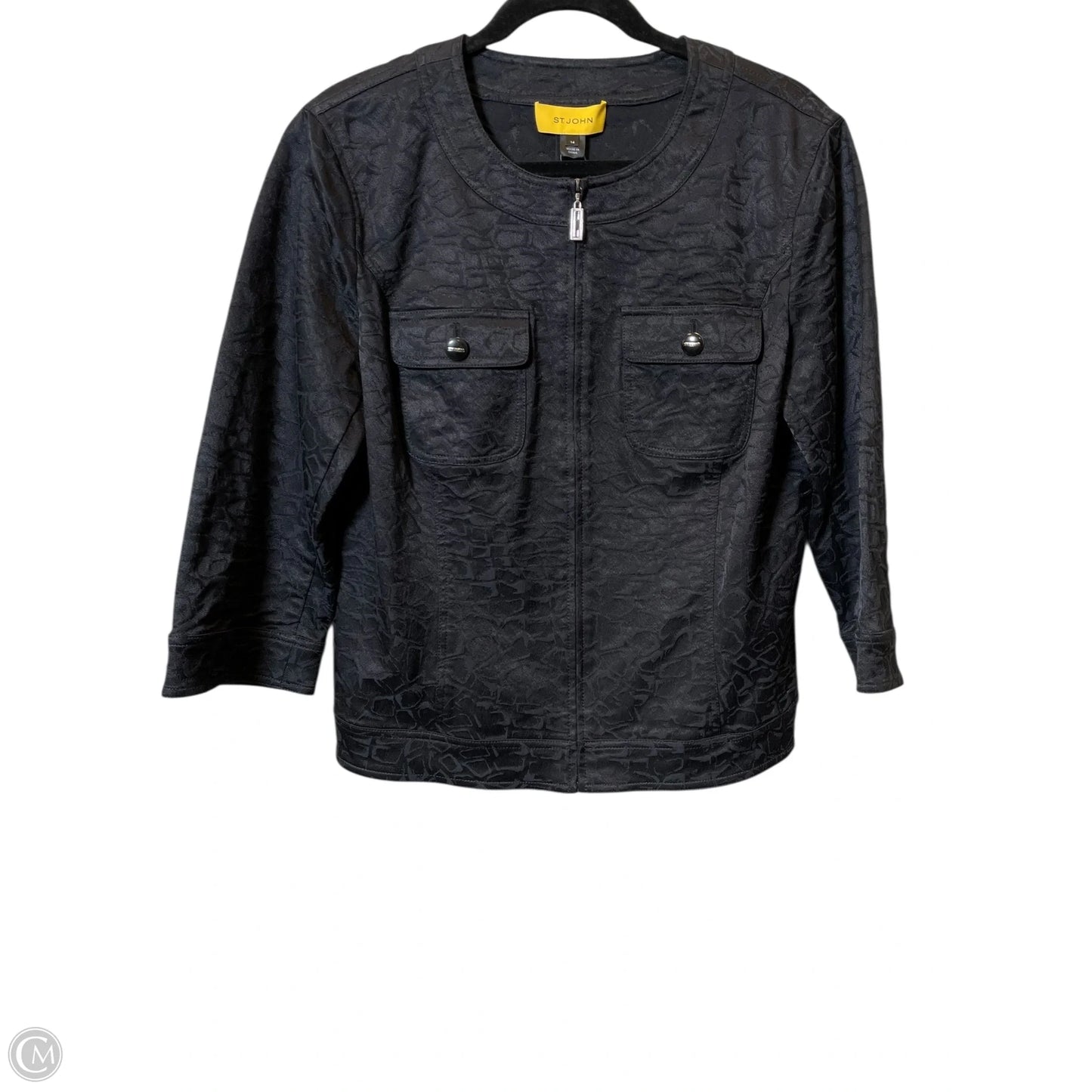 Jacket Luxury Designer By St John Collection In Black, Size: 14