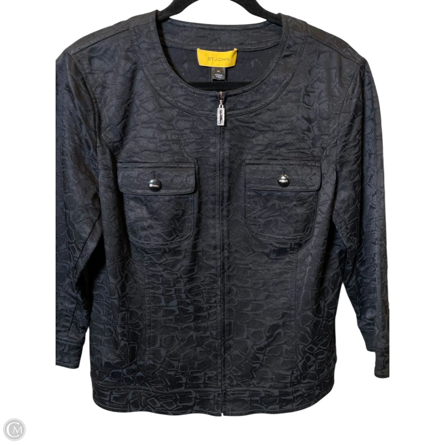 Jacket Luxury Designer By St John Collection In Black, Size: 14