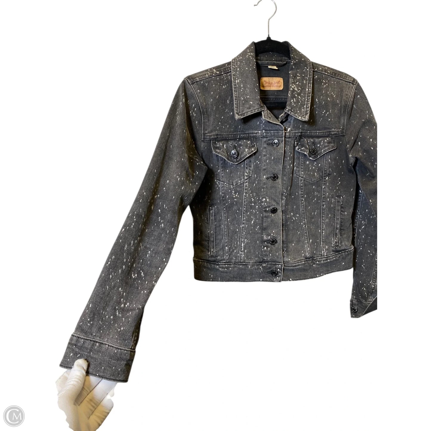 Jacket Denim By Levis In Black & White, Size: M