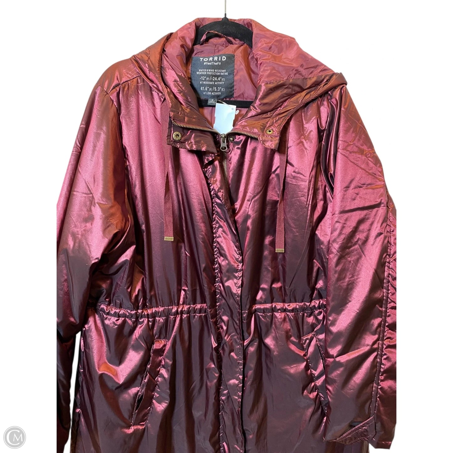 Coat Raincoat By Torrid In Maroon, Size: 2x