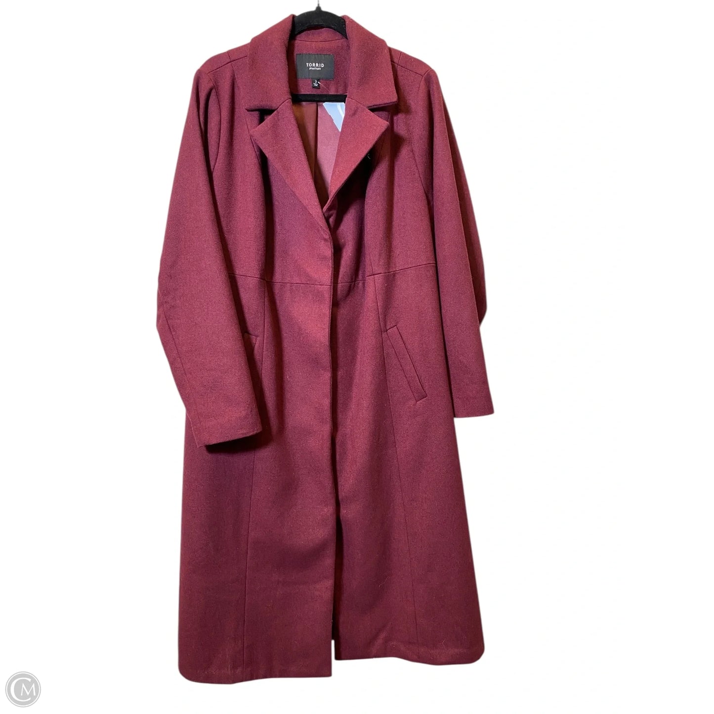 Coat Wool By Torrid In Maroon, Size: 2x