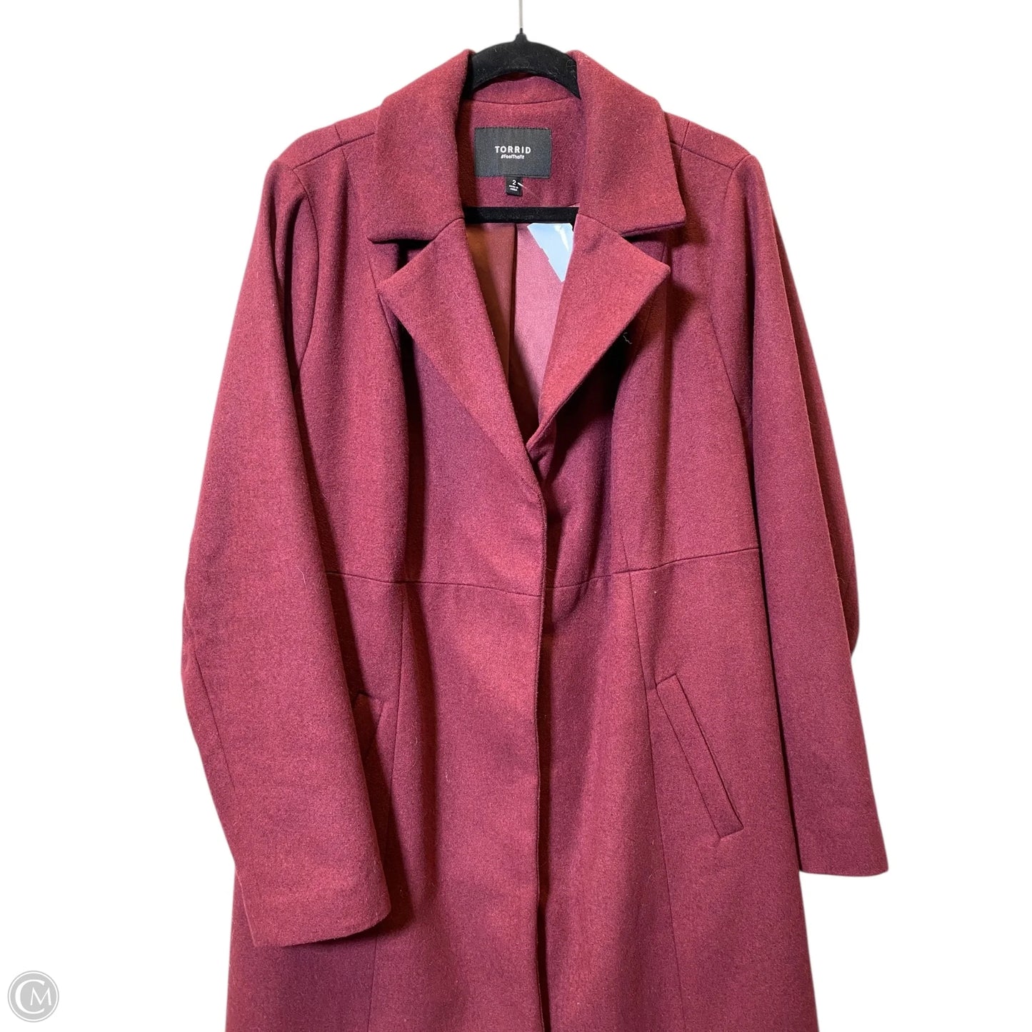 Coat Wool By Torrid In Maroon, Size: 2x