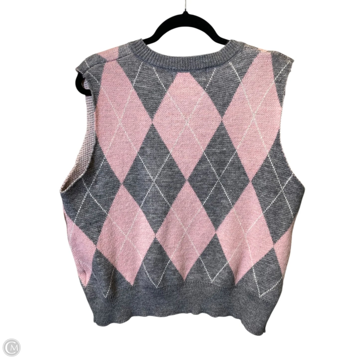 Vest Sweater By Clothes Mentor In Grey & Pink, Size: L