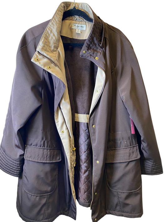 Jacket Puffer & Quilted By Preston And New York In Brown, Size: 1x