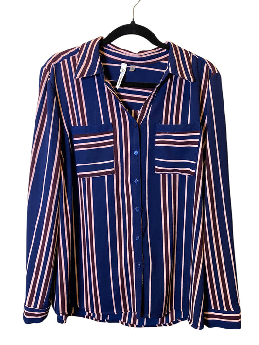 Top Long Sleeve By Ny Collection In Striped Pattern, Size: L