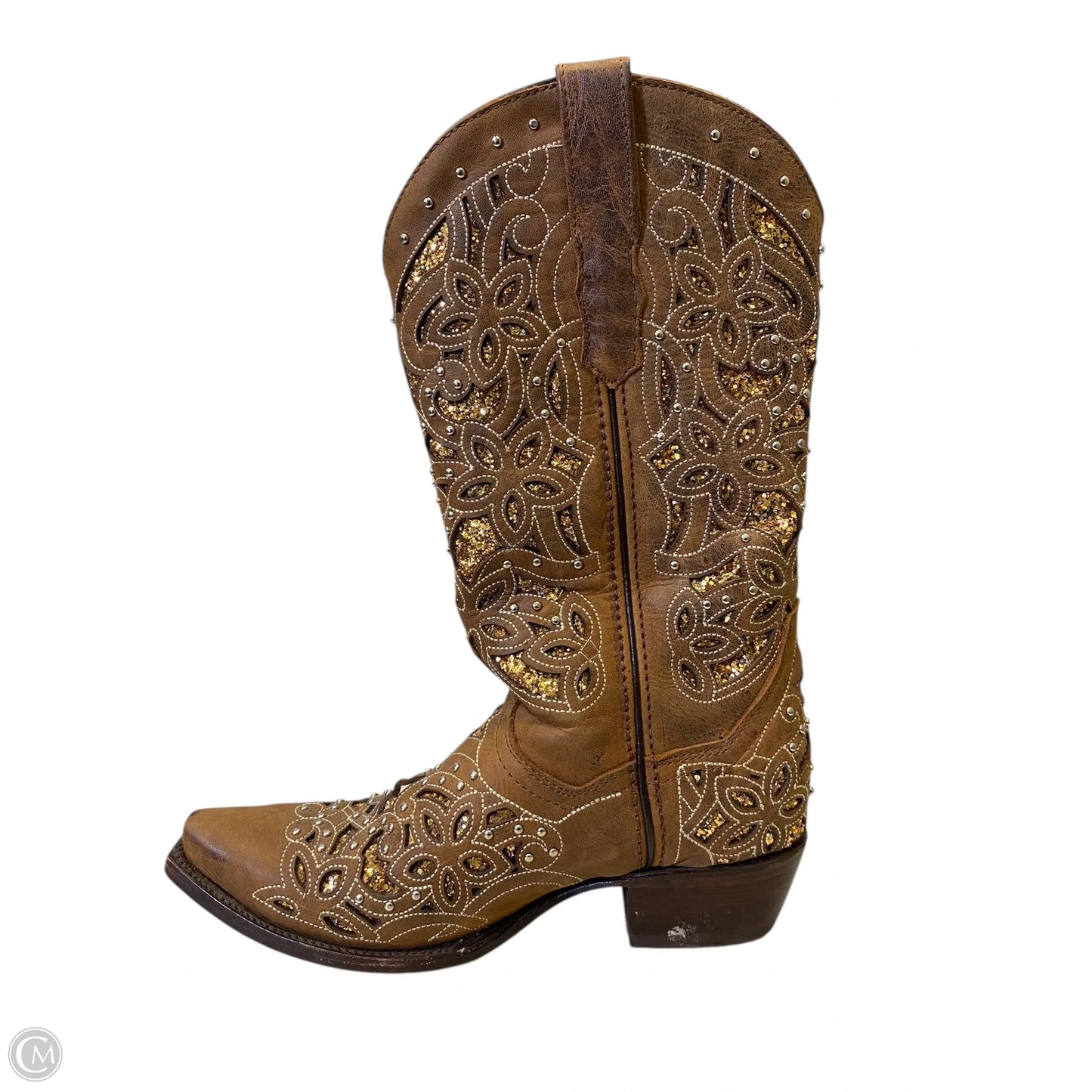 Boots Western By Clothes Mentor In Brown & Gold, Size: 9.5