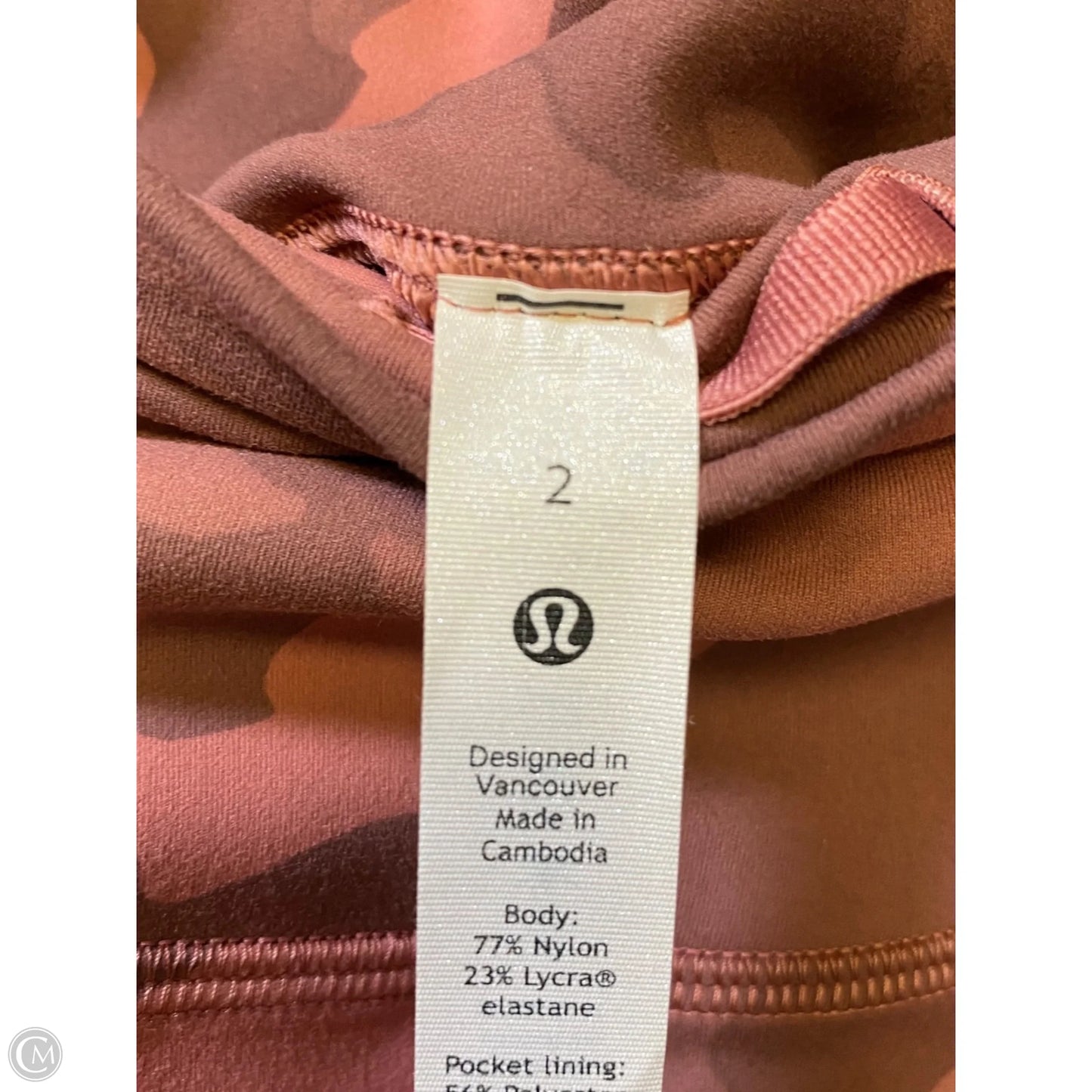 Athletic Leggings By Lululemon In Camouflage Print, Size: Xs