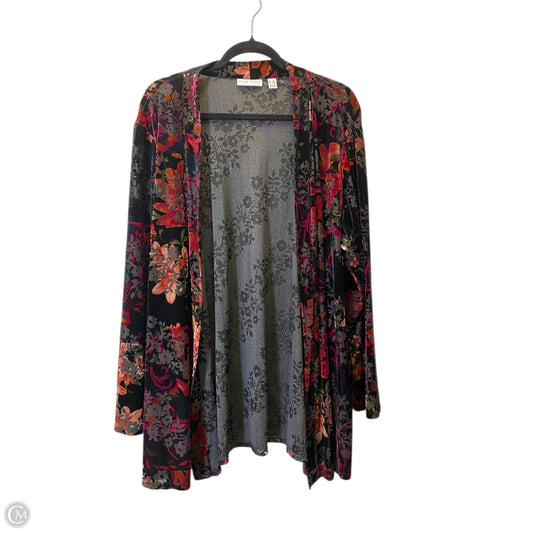 Cardigan By Susan Graver In Floral Print, Size: 2x