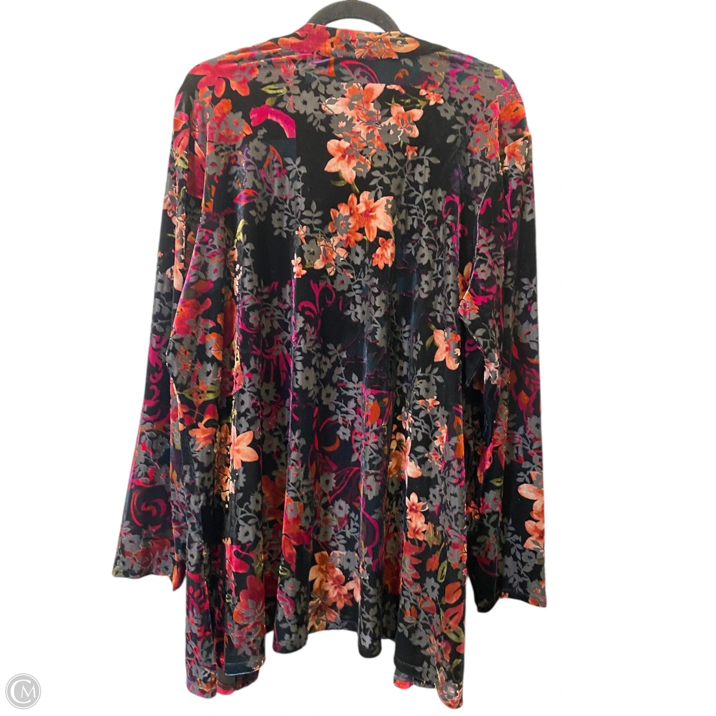 Cardigan By Susan Graver In Floral Print, Size: 2x
