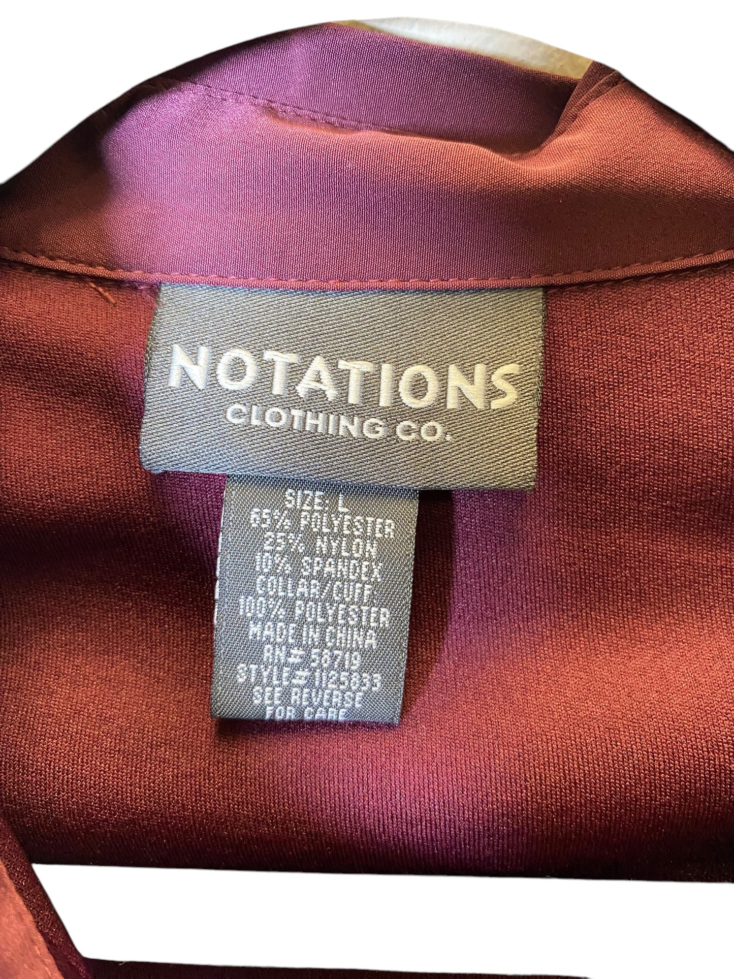 Top Long Sleeve By Notations In Red, Size: L