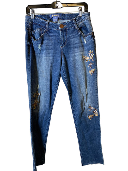 Jeans Straight By Democracy In Floral Print, Size: 4