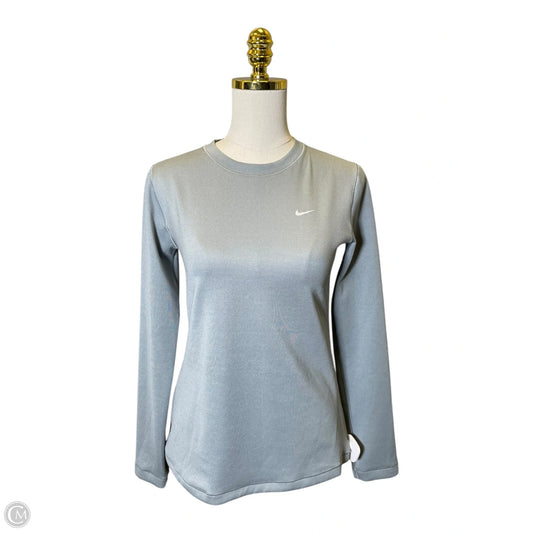 Athletic Top Long Sleeve Collar By Nike In Grey, Size: M