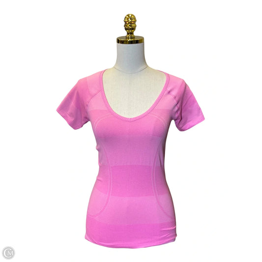 Athletic Top Short Sleeve By Lululemon In Pink, Size: S