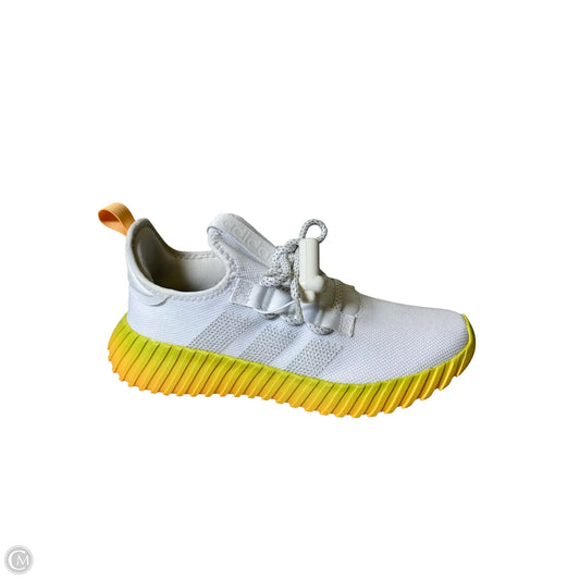 Shoes Athletic By Adidas In White & Yellow, Size: 9