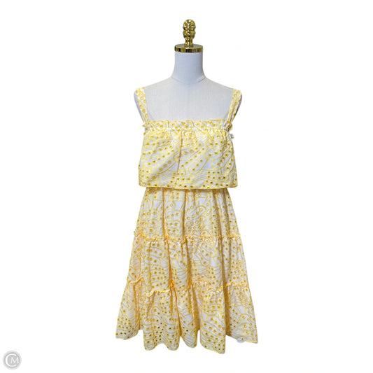 Dress Casual Maxi By Tcec In White & Yellow, Size: L