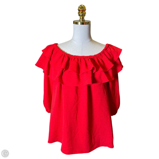 Blouse 3/4 Sleeve By Cece In Red, Size: L