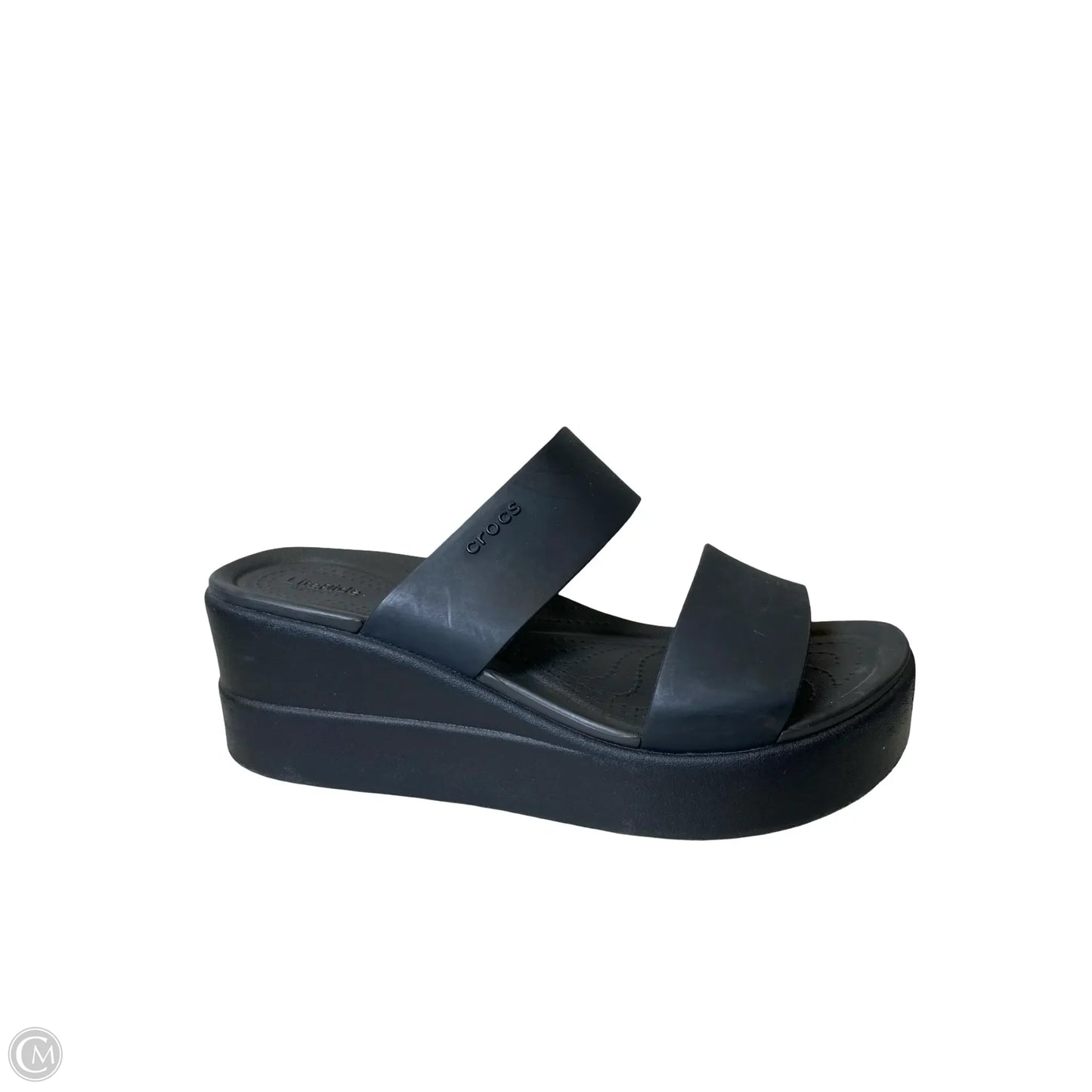 Sandals Heels Platform By Crocs In Black, Size: 7
