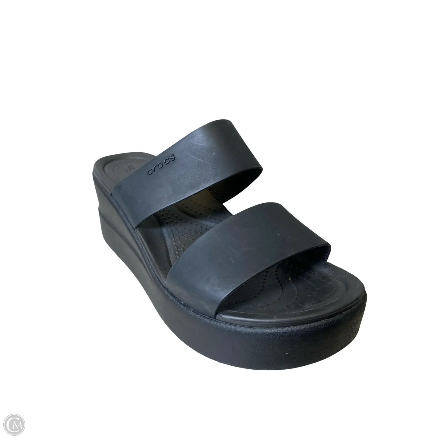 Sandals Heels Platform By Crocs In Black, Size: 7