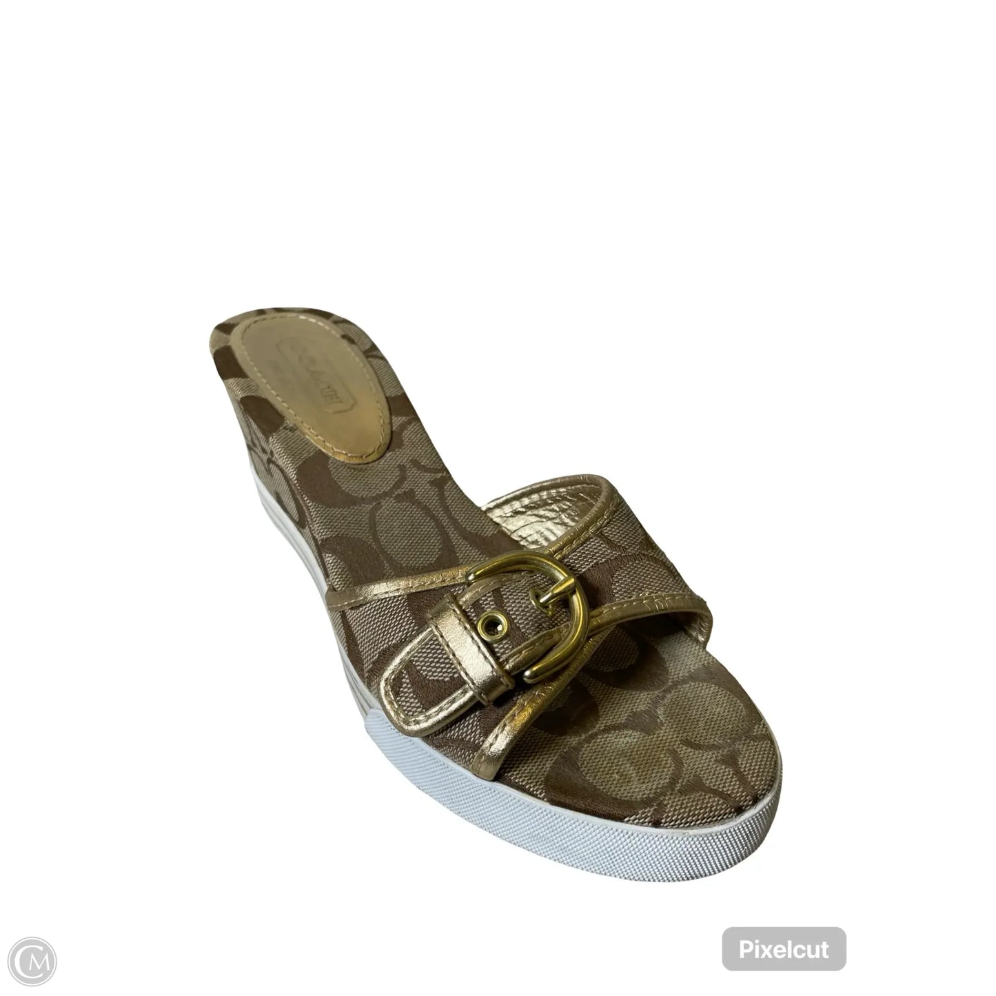 Shoes Designer By Coach In Brown & Gold, Size: 6