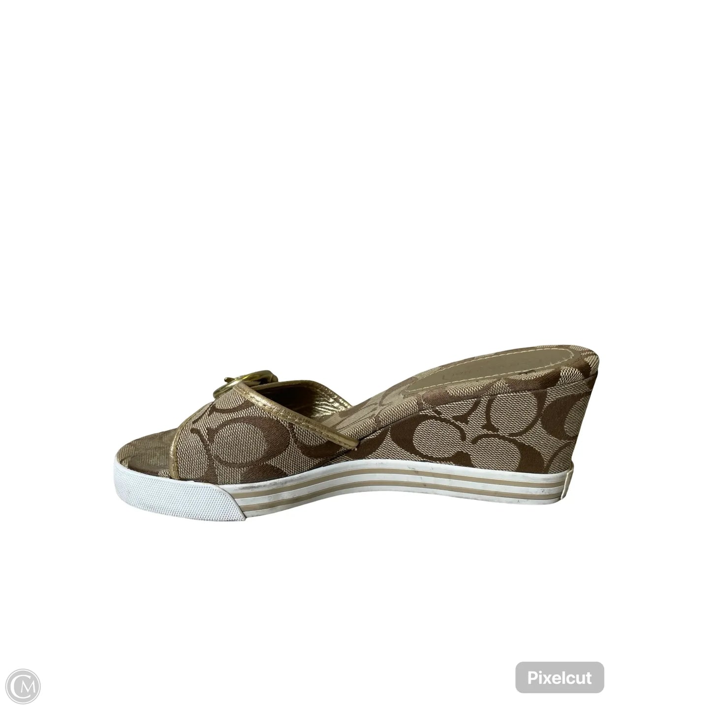 Shoes Designer By Coach In Brown & Gold, Size: 6
