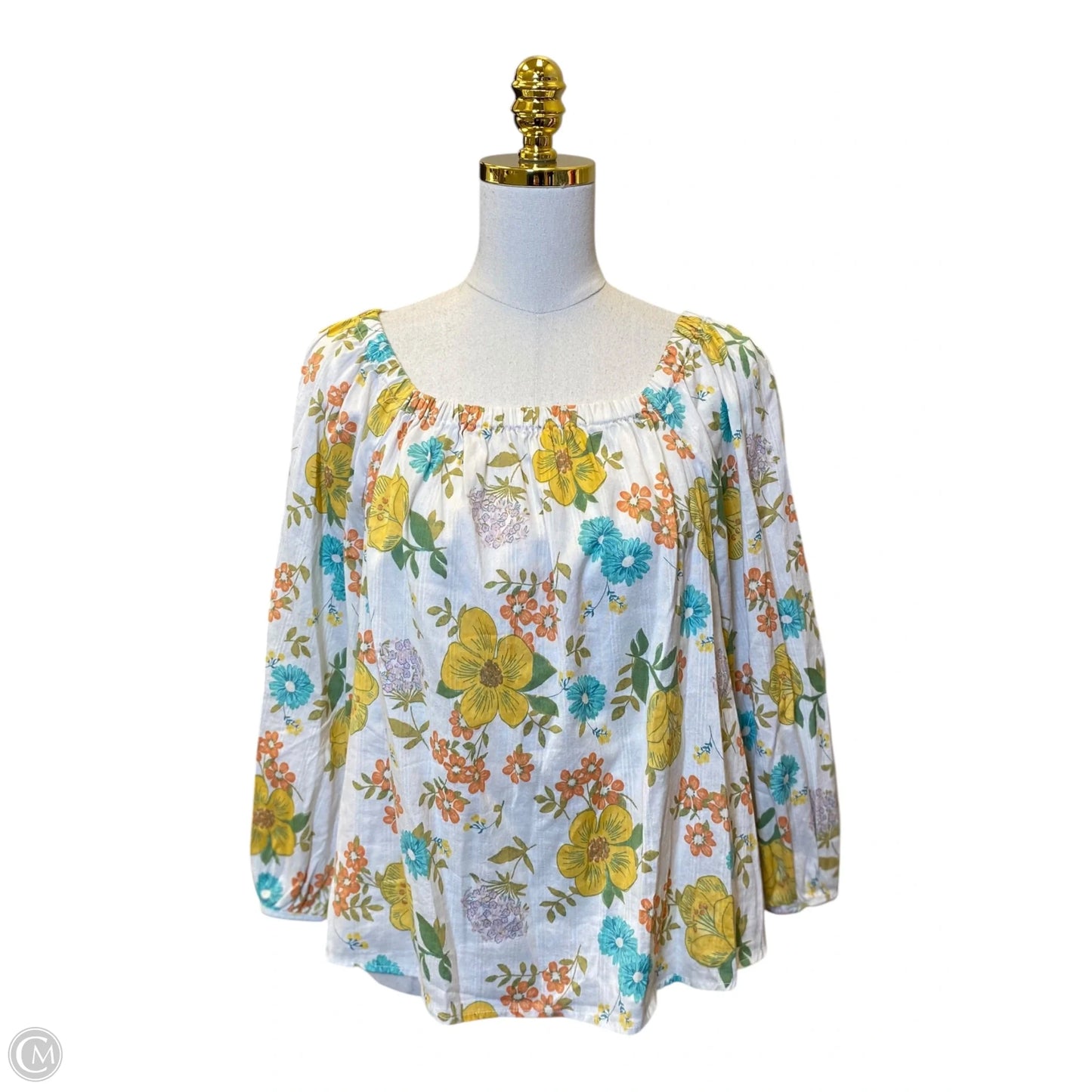 Blouse Long Sleeve By Ana In Floral Print, Size: L