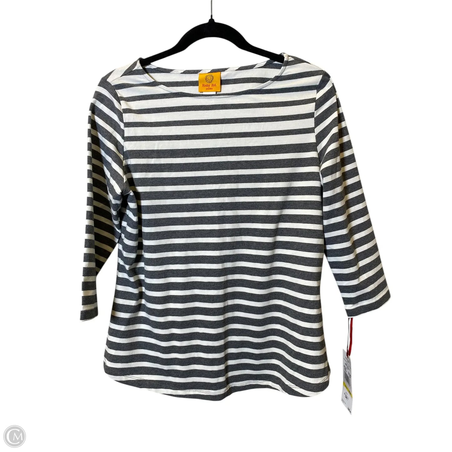 Top Long Sleeve By Ruby Rd In Grey & White, Size: M