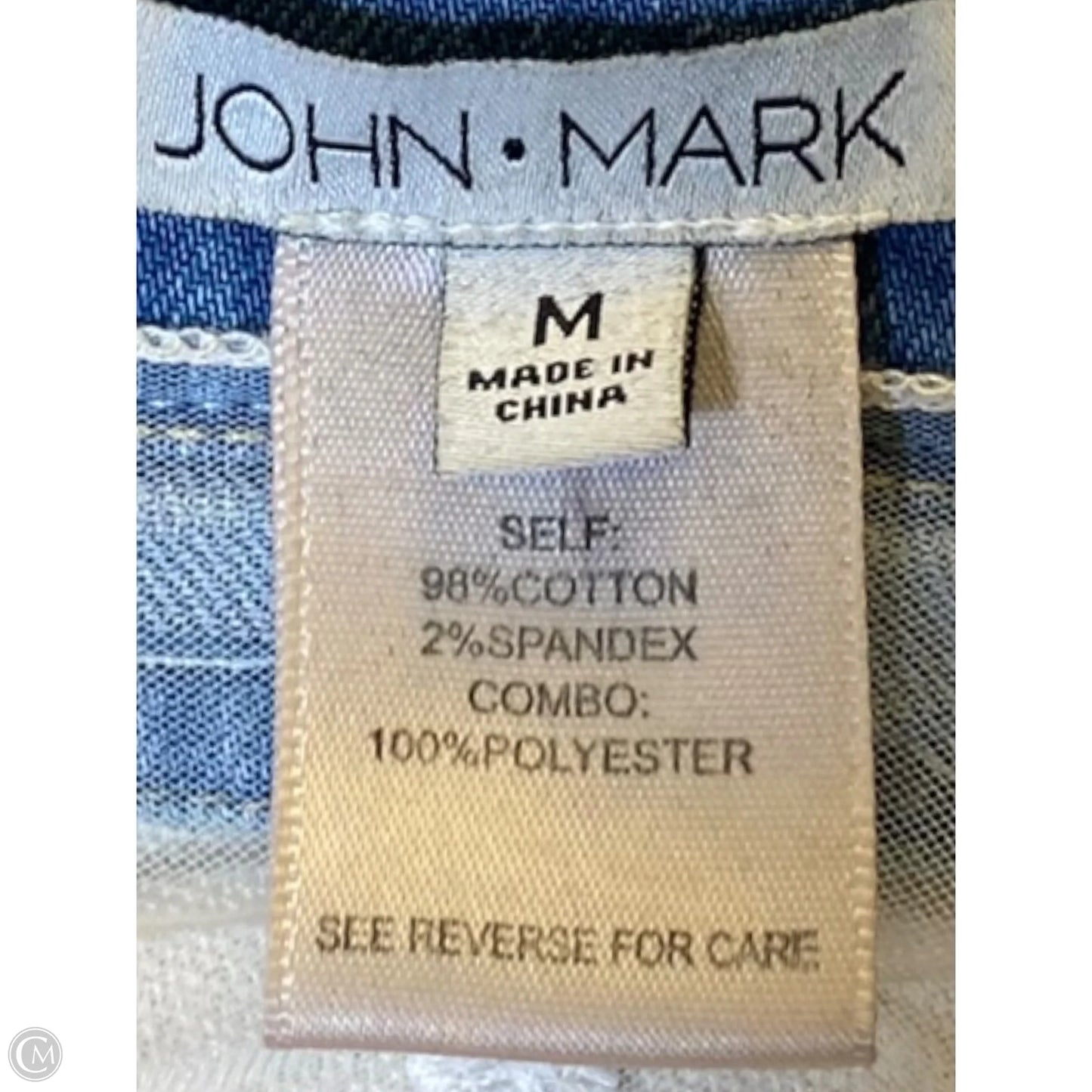 Jacket Denim By John Mark In Blue & White, Size: M