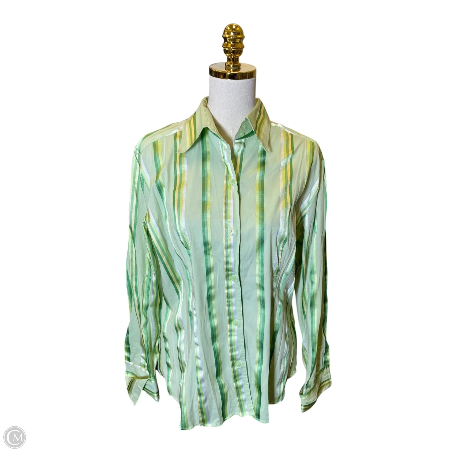 Blouse Long Sleeve By New York And Co In Green, Size: Xl