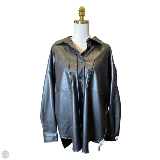 Jacket Leather By So In Black, Size: L