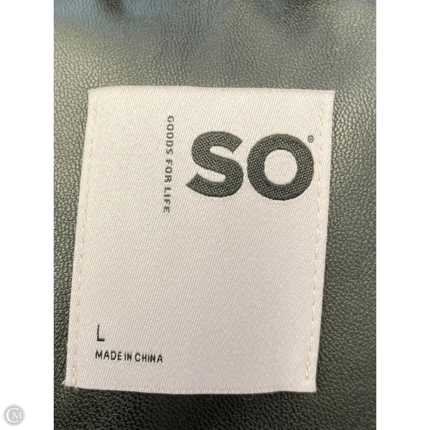 Jacket Leather By So In Black, Size: L