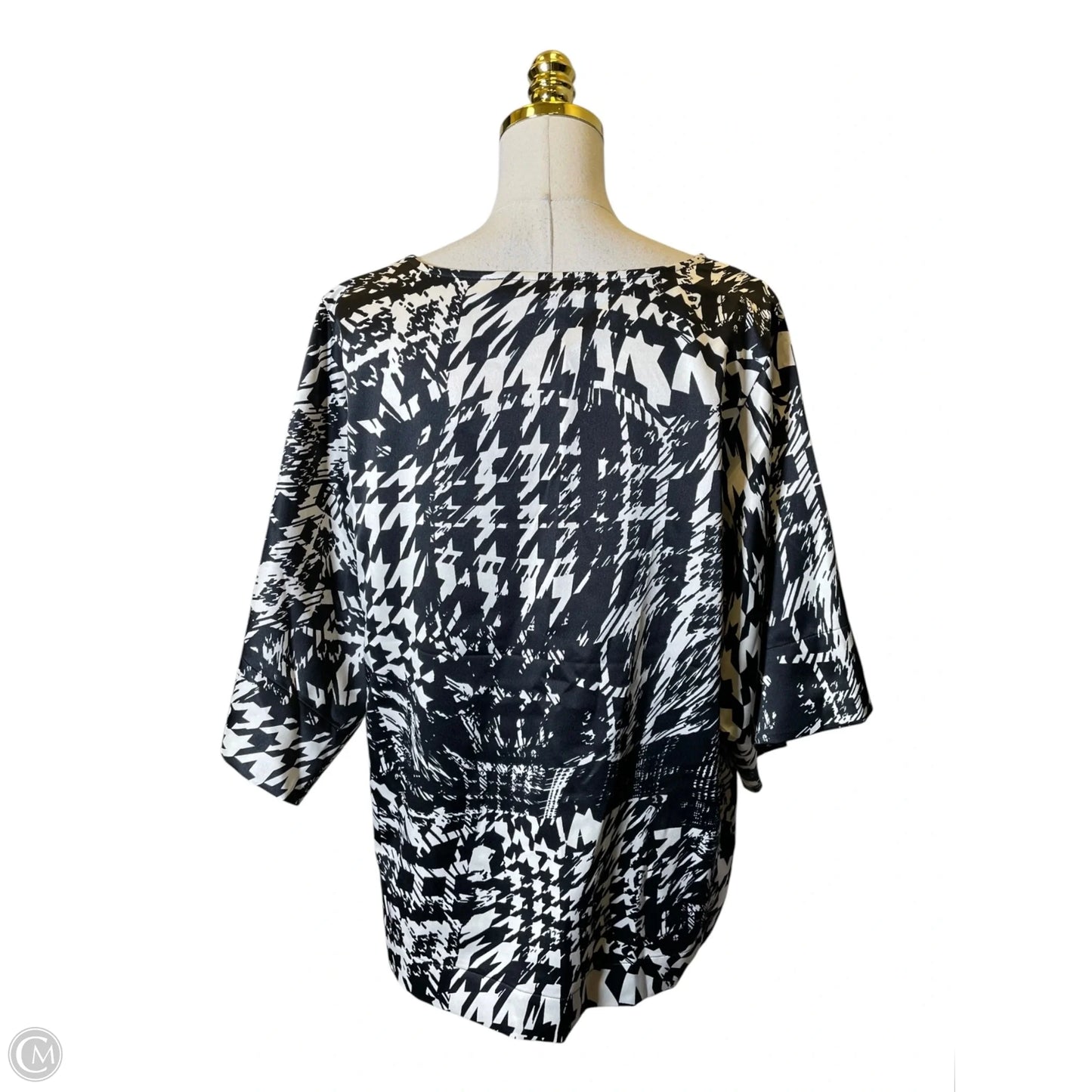 Blouse 3/4 Sleeve By Marc New York In Black & Cream, Size: L