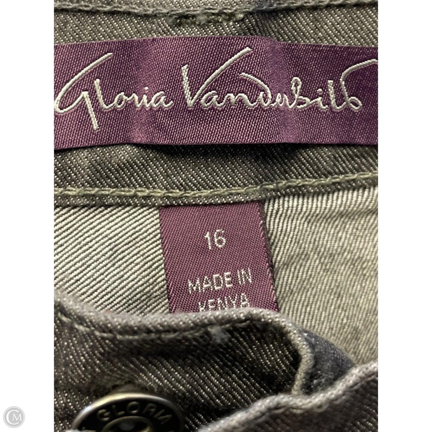 Jeans Wide Leg By Gloria Vanderbilt In Grey Denim, Size: 16