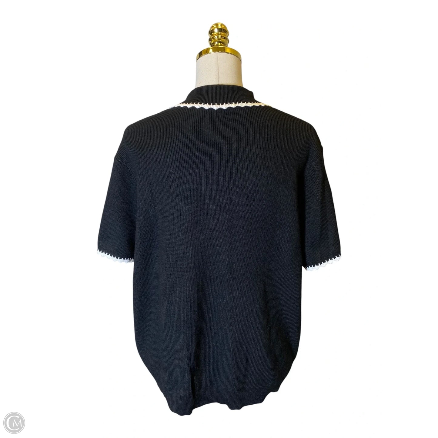 Sweater Short Sleeve By Adrianna Papell In Black & White, Size: Xl