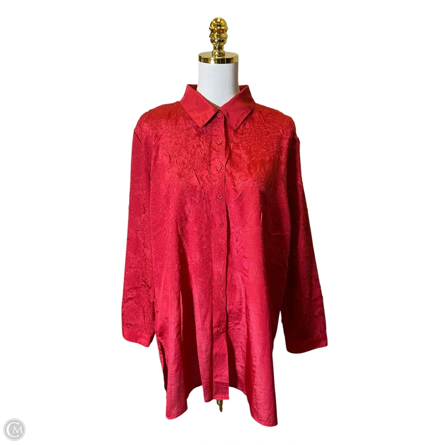 Blouse Long Sleeve By Chicos In Red, Size: Xl