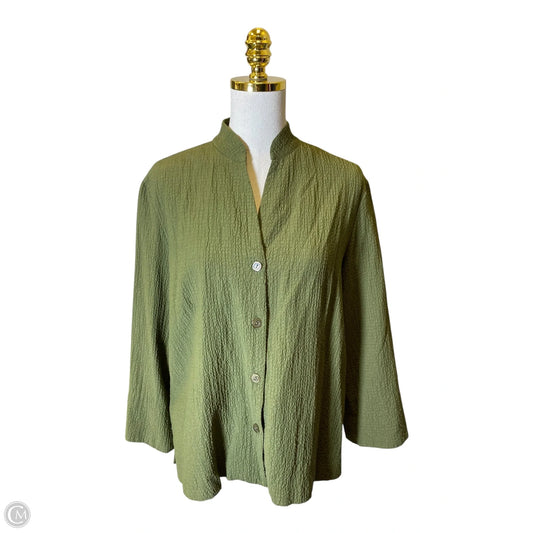 Blouse Long Sleeve By Clothes Mentor In Green, Size: Lp