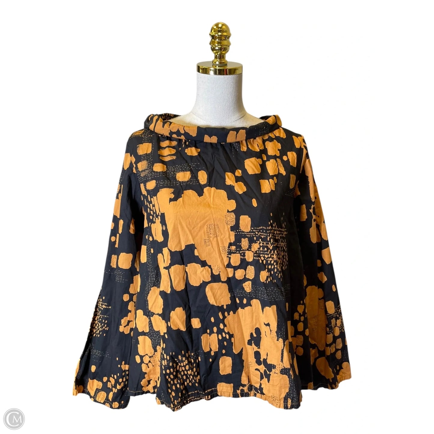 Blouse Long Sleeve By Bryn Walker In Black & Orange, Size: Xs
