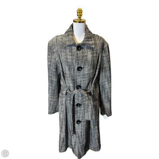 Coat Trench Coat By Clothes Mentor In Black & White, Size: L