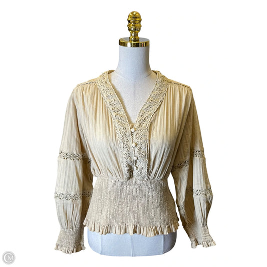 Blouse Long Sleeve By Clothes Mentor In Tan, Size: Xl