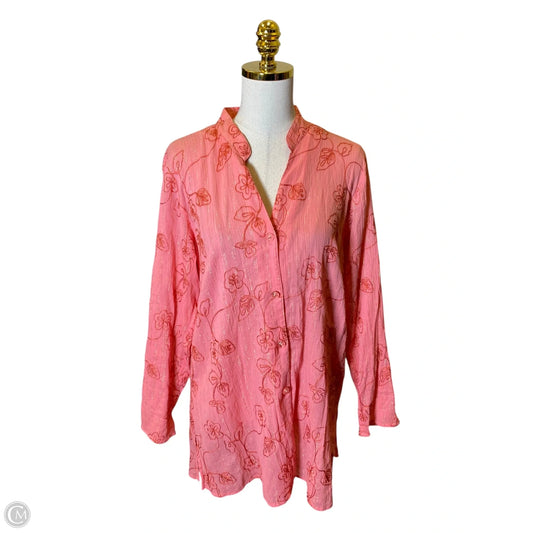Blouse Long Sleeve By Susan Graver In Pink, Size: L