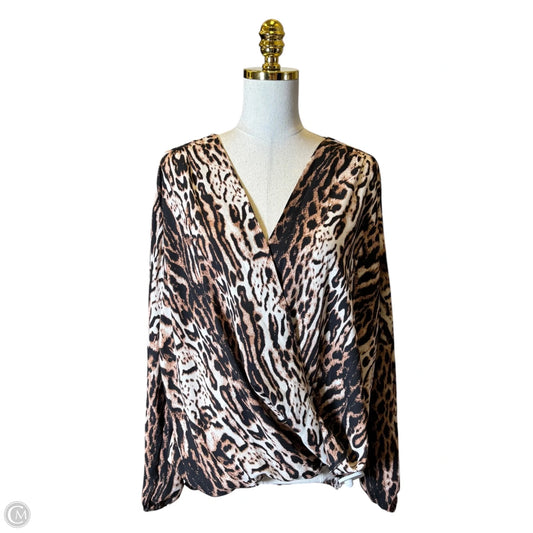 Blouse Long Sleeve By Catherine Malandrino In Animal Print, Size: L