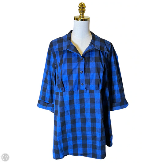 Top 3/4 Sleeve By Lane Bryant In Black & Blue, Size: Xl