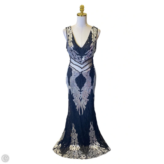 Dress Party Long By Clothes Mentor In Black & Silver, Size: Xl