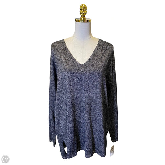 Top Long Sleeve By Inc In Black & Silver, Size: L