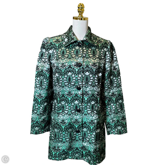 Coat Trench Coat By Clothes Mentor In Black & Green, Size: M