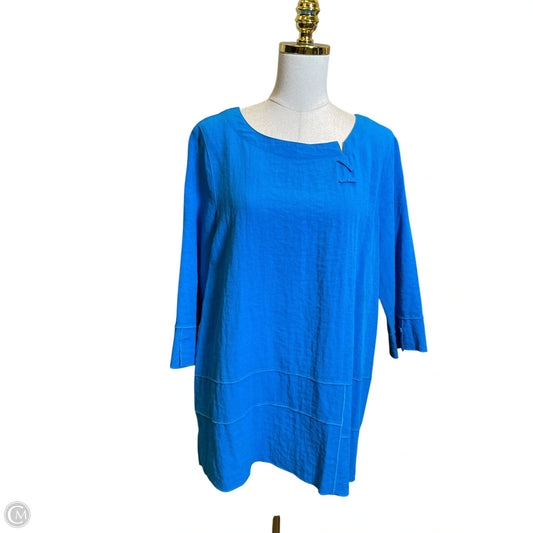 Blouse Long Sleeve By Ali Miles In Blue, Size: L