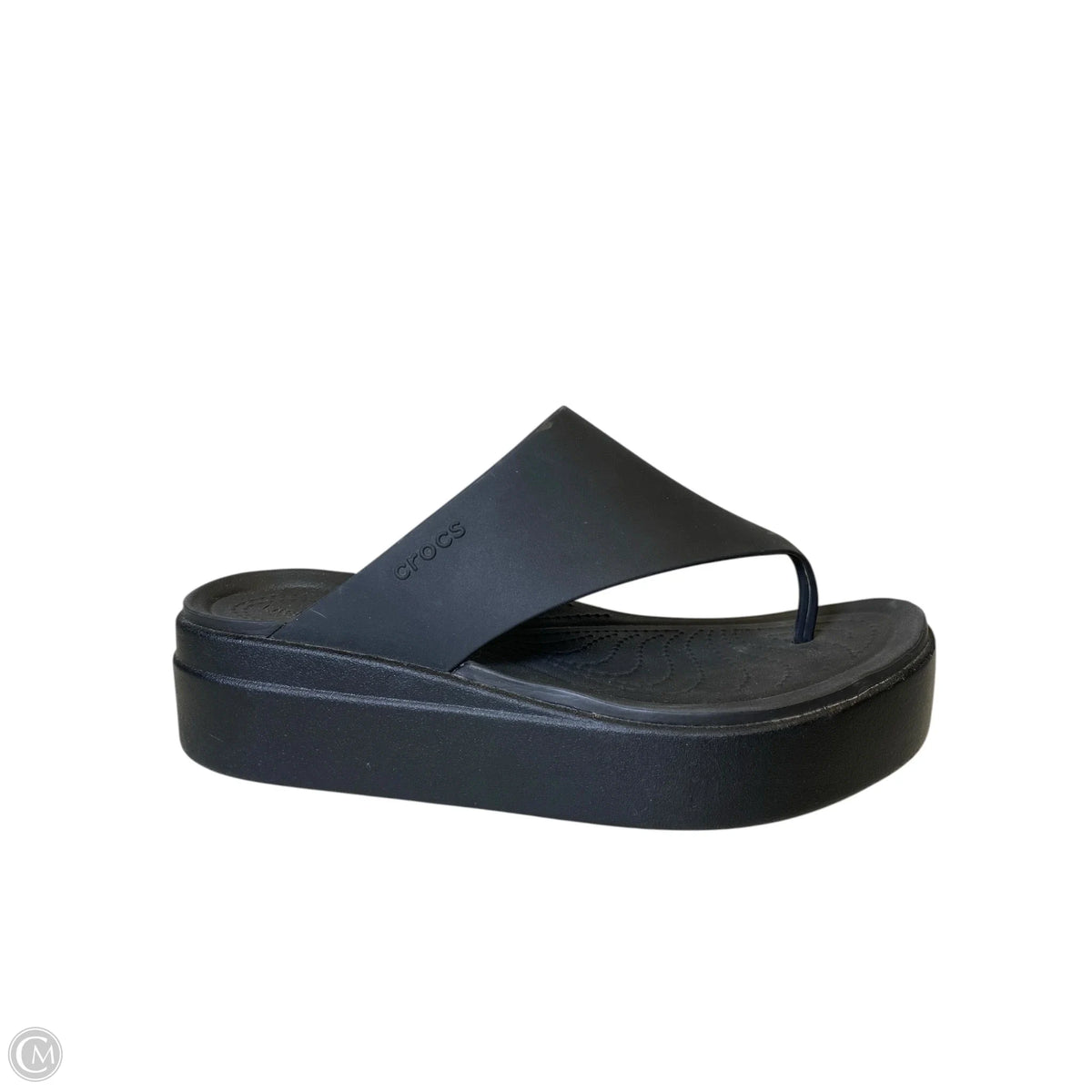 Sandals Heels Platform By Crocs In Black, Size: 8