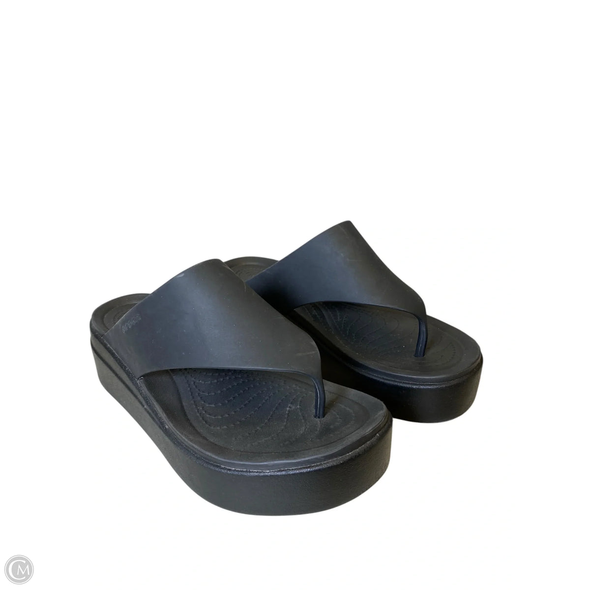 Sandals Heels Platform By Crocs In Black, Size: 8