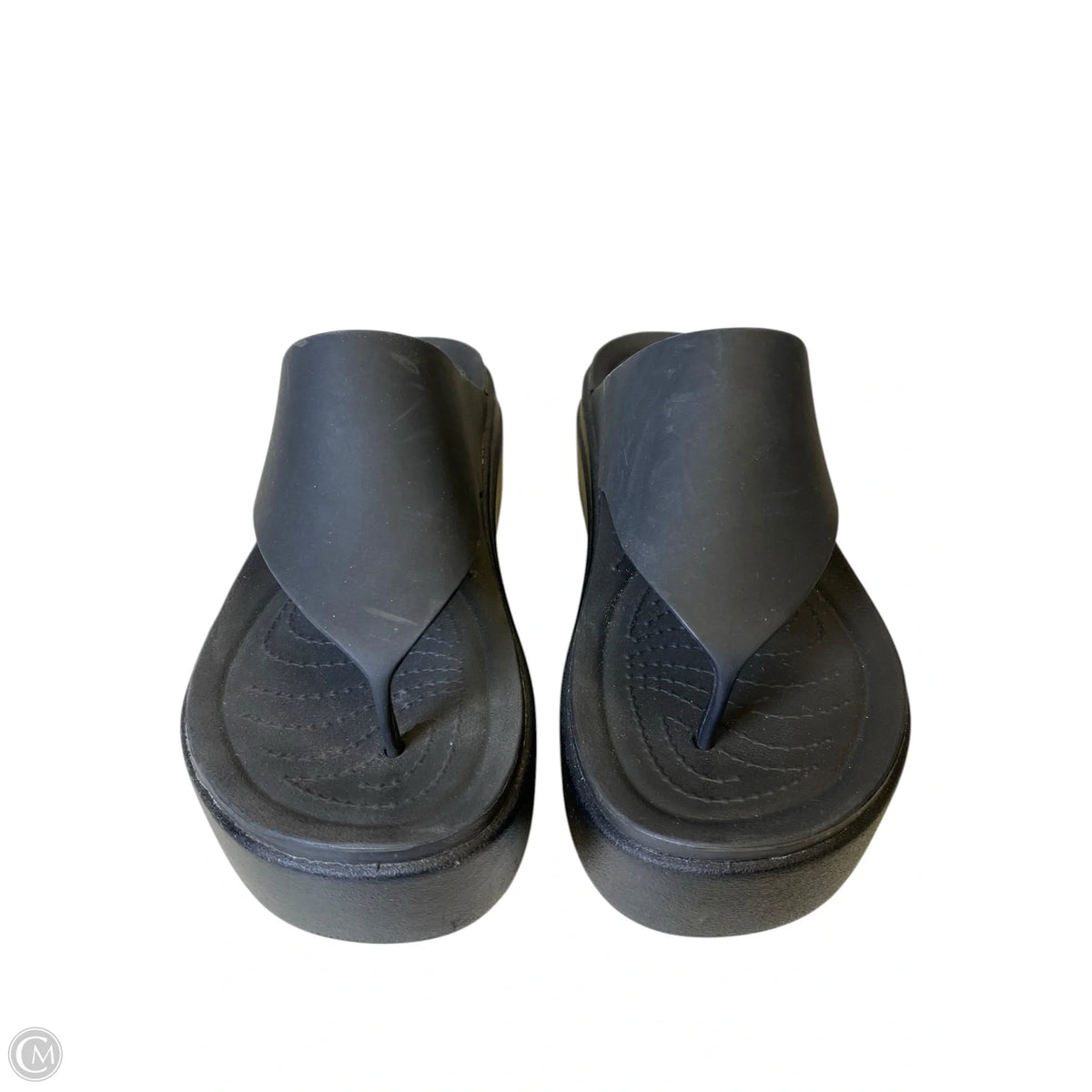 Sandals Heels Platform By Crocs In Black, Size: 8