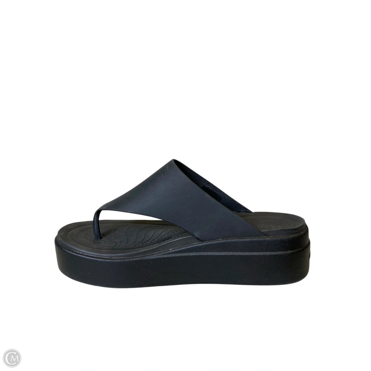 Sandals Heels Platform By Crocs In Black, Size: 8