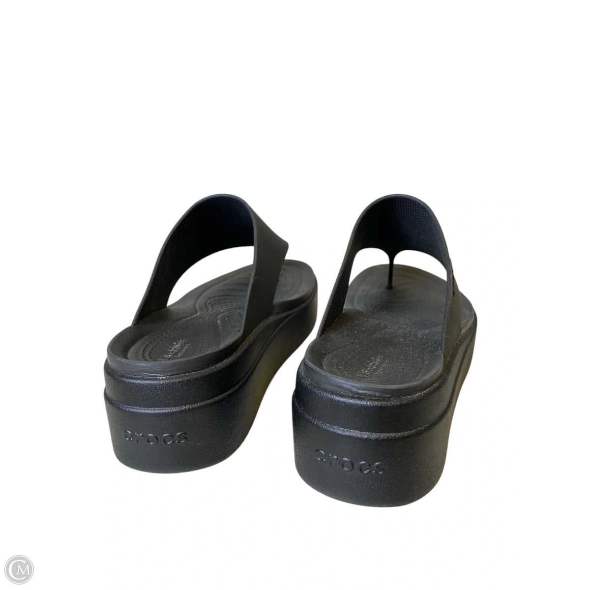 Sandals Heels Platform By Crocs In Black, Size: 8